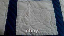 Vint Handmade Summer quilt coverlet butterfly bird swan hearts 98 x 106 free shi