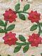Vintage 1800's Quilt Cream Green Red Handmade 65 X 82 Flowers Lovely