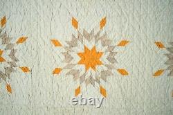 Vintage 1870's Cheddar Pieced Stars Antique Quilt SMALL PIECES