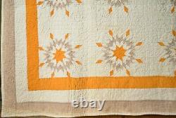 Vintage 1870's Cheddar Pieced Stars Antique Quilt SMALL PIECES