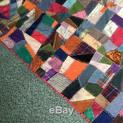 Vintage 1900's Colorful Amish Handmade Quilt Good Condition