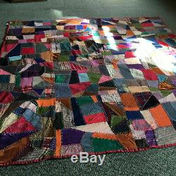 Vintage 1900's Colorful Amish Handmade Quilt Good Condition