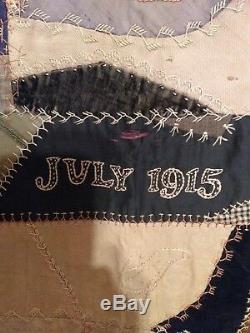 Vintage 1915 hand made crazy quilt