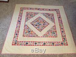 Vintage 1930 Birch Creek Square In Patchwork Quilt Handmade Art Never Used Pink