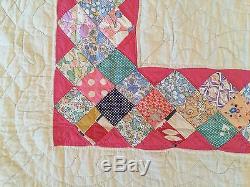 Vintage 1930 Birch Creek Square In Patchwork Quilt Handmade Art Never Used Pink