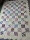 Vintage 1930's Hand Stitched Quilt 65x90 Amazing Stitching Scalloped Edging