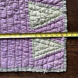 Vintage 1930's Lone Star Quilt Feed Sack Hand Stitched Muslin Backed 81 X 66