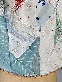 Vintage 1930's QUILT FABRIC up-cycled repurposed REVERSIBLE jacket withembroidery