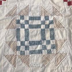 Vintage 1930s 1940s Feed-sack Handmade Quilt 63x80 Patriotic