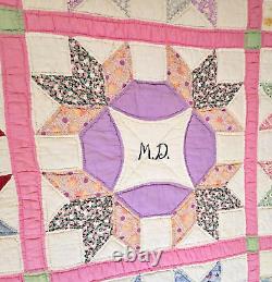 Vintage 1930s Autograph Signature Friendship Handmade Embroidered Quilt 60x80