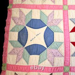 Vintage 1930s Autograph Signature Friendship Handmade Embroidered Quilt 60x80