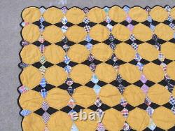 Vintage 1930s Hand Stitched American Quilt Hanging Octagon Stars 66x75