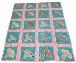 Vintage 1930s Quilt Basket Quilt Two-sided 43 x 55 lap size Hand-quilted