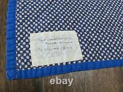 Vintage 1937 Handmade Patchwork Twin Quilt Cotton Sawtooth Star Pattern Signed