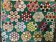 Vintage 1940s Seven Sisters Star Quilt Colorful 84 X 66 Hand Quilted