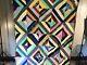 Vintage 1970s Diamond Strip Quilt Colorful Polyester Wool Tiger Print Back