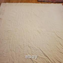Vintage 1970s Hand Sewn Tulip Quilt 111x97 with Embroidery Handmade