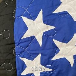 Vintage 2002 Handmade Quilt American Flag 85x90 Handstitched By Winnebago Tribe