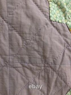 Vintage 30's 40's Dresden Plate Variation Quilt Hand stitched pastel. Must See