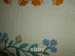 Vintage 30's Applique Antique Quilt Documented Restored Known Quilter 68x78
