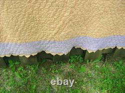 Vintage 30's Cotton Grandma's Garden Feed Sack Quilt Hand Stitched 79 x 87