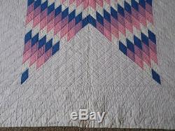 Vintage 30's Handmade LONE STAR QUILT Southern Ohio PINK PURPLE BLUE 79 x 71