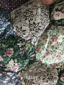 Vintage 40's 50s Patchwork Quilt Double Bedspread Handmade Blanket Boho Hippy