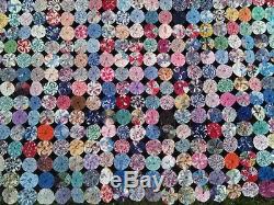 Vintage 40's Hand Made YoYo Quilt Top 2,726 discs all cotton Excellent condition