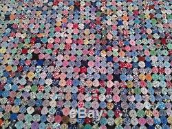 Vintage 40's Hand Made YoYo Quilt Top 2,726 discs all cotton Excellent condition