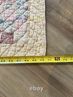 Vintage 40's One-Patch / Checkerboard Antique Beautiful 6 Ft Stamp Quilt