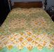 Vintage 70's Cathedral Window Floral Quilt Hand Stitched 80x88 Gorgeous Heavy