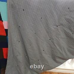 Vintage 70s Handmade Tied Patchwork Quilt Utility Men's Suit Pieces Multi Queen