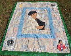 Vintage 80's Handmade Quilt Hand Painted Micheal Jackson 80 x 63 OOAK