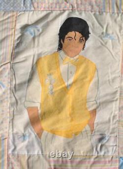 Vintage 80's Handmade Quilt Hand Painted Micheal Jackson 80 x 63 OOAK
