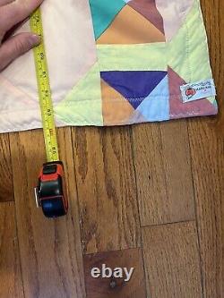 Vintage 80s Groovy Colorblock Colorful Handmade Quilt Blanket Bedding Nannette