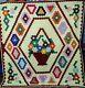 Vintage 80s Hand Pieced/ Hand Quilted Queen Sized Quilt. Beautiful