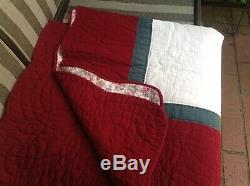 Vintage 82x82 Handmade Handstitching hand Quilted Patchwork Quilt Blanket