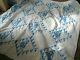 Vintage 88 X 88 Blue White Floral On White Amish Country Pa Handmade Quilt