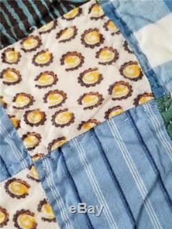 Vintage 9 Nine Patch Handmade Quilt