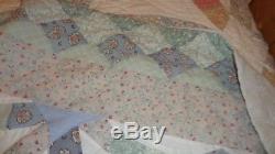 Vintage 96 x 102 king size hand made double wedding bank pattern quilt