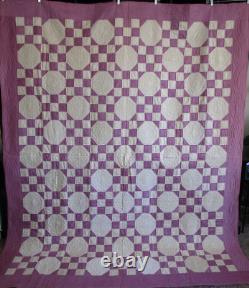 Vintage AMAZING Hand Quilted HANDMADE QUILT, 88 X 92, LAVENDER/ CREAM, UNUSED