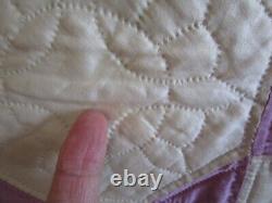 Vintage AMAZING Hand Quilted HANDMADE QUILT, 88 X 92, LAVENDER/ CREAM, UNUSED