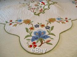 Vintage AMERICAN Handmade Tree of Life Applique Quilt MINT Gift Quality