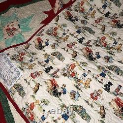 Vintage Adventures Of Dick And Jane Nursery Hand Made Quilt Gorgeous 64x64