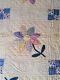 Vintage Age Unknown Old Daisy Flower Handmade Twin Size Quilt Nice One