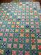 Vintage All Hand Made Quilt 88 X 70 Green And Pink Back Hand Quilted