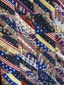 Vintage American Veteran Patch Quilt 42 X 44 long Single Cover