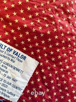 Vintage American Veteran Patch Quilt 42 X 44 long Single Cover