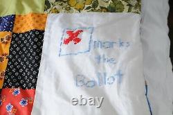Vintage Americana Patriotic ABC Hand Made Hand Embroidered Quilt 74 x 60 OOAK