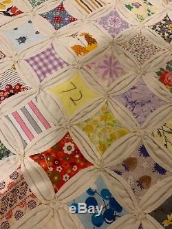 Vintage Amish Cathedral Window Handmade Quilt Beautiful! 69 X 82 1972